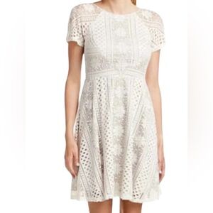 Adrianna Papell Lace Dress Fit and Flare Cream Event 16W